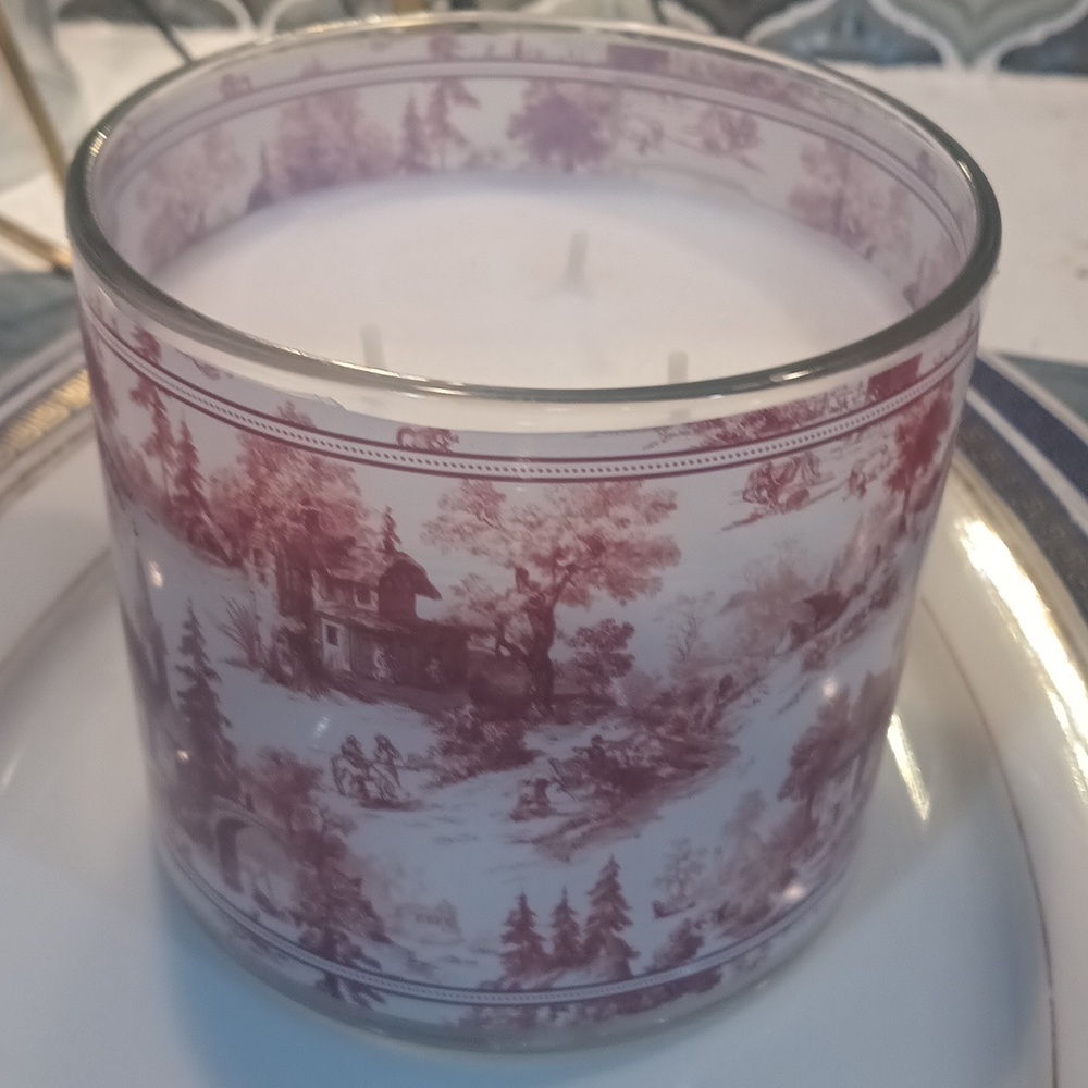 Vintage Style Red and White Toile Canister